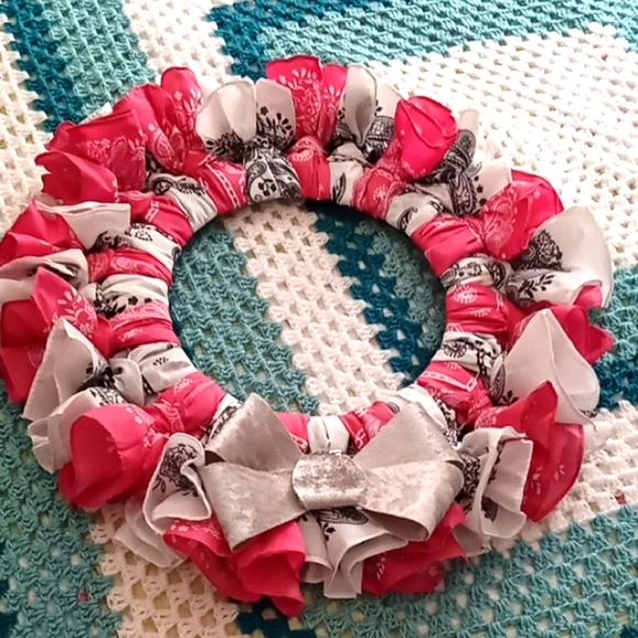Handmade Fabric Wreath with Bow